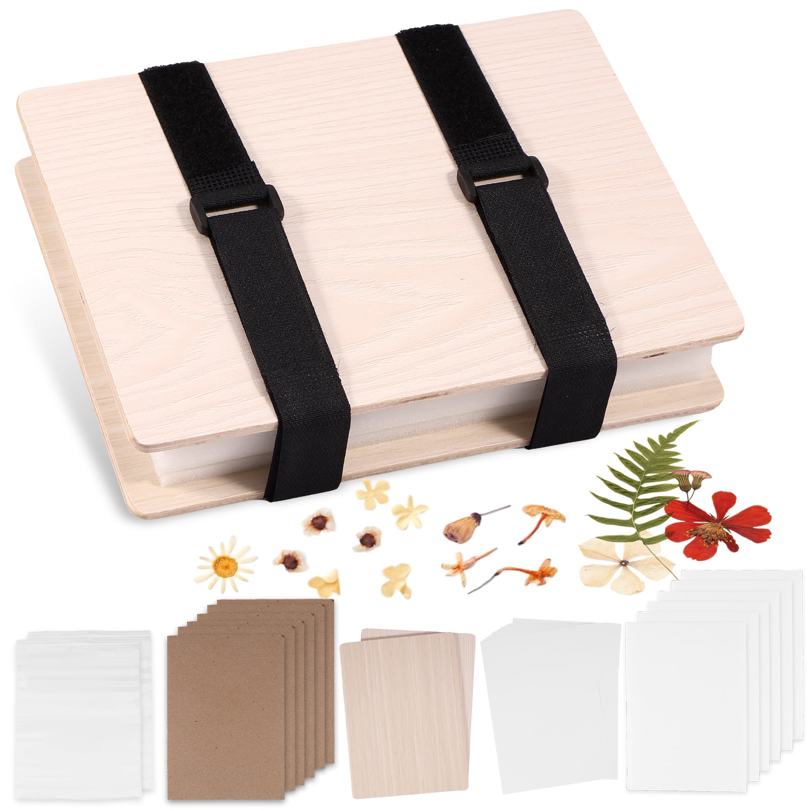 Adifare Flower Press Kit 6 Layers Wooden Flower Press Complete Flower Preservation Kit Portable Leaf Pressing Kit for DIY Flower Preservation Crafts Making Dried Plants 6.7×9.1 in