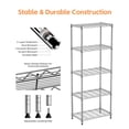 thumbnail image 3 of M MZG 5-Tier Storage Racks and Shelving for Kitchen, Bathroom, Pantry, Office, Garage, 1250 lbs,Chrome,13.7" D x 23.6" W x 62.4" H,, 3 of 7