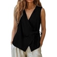 thumbnail image 6 of Otntypg Women’s Wrap V Neck Tank Top Dressy Summer Sleeveless Side Bowknot Tie Tunic Blouse Lightweight Loose Fit Casual Beach Vacation Tees Blouse, 6 of 7