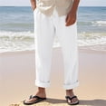 thumbnail image 2 of Men’s Loose Straight Cotton Linen Pants Breathable Summer Casual Bottoms, 2 of 9