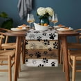thumbnail image 2 of Cute Dog Claws Table Runner - 120 Inch Long, Kitchen Dining Table Runner Dresser Scarves, Farmhouse Brown Grey Wooden Puppy Pawprints Farmhouse Decor for Coffee Tables Wedding Party Banquet, 2 of 8
