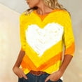 thumbnail image 4 of TaTaai Women's 3/4 Sleeve Layered Heart Print Round-neck Top, Valentine's Day Standout Pick, Casual Daily Fashion Home Top Gift, 4 of 6