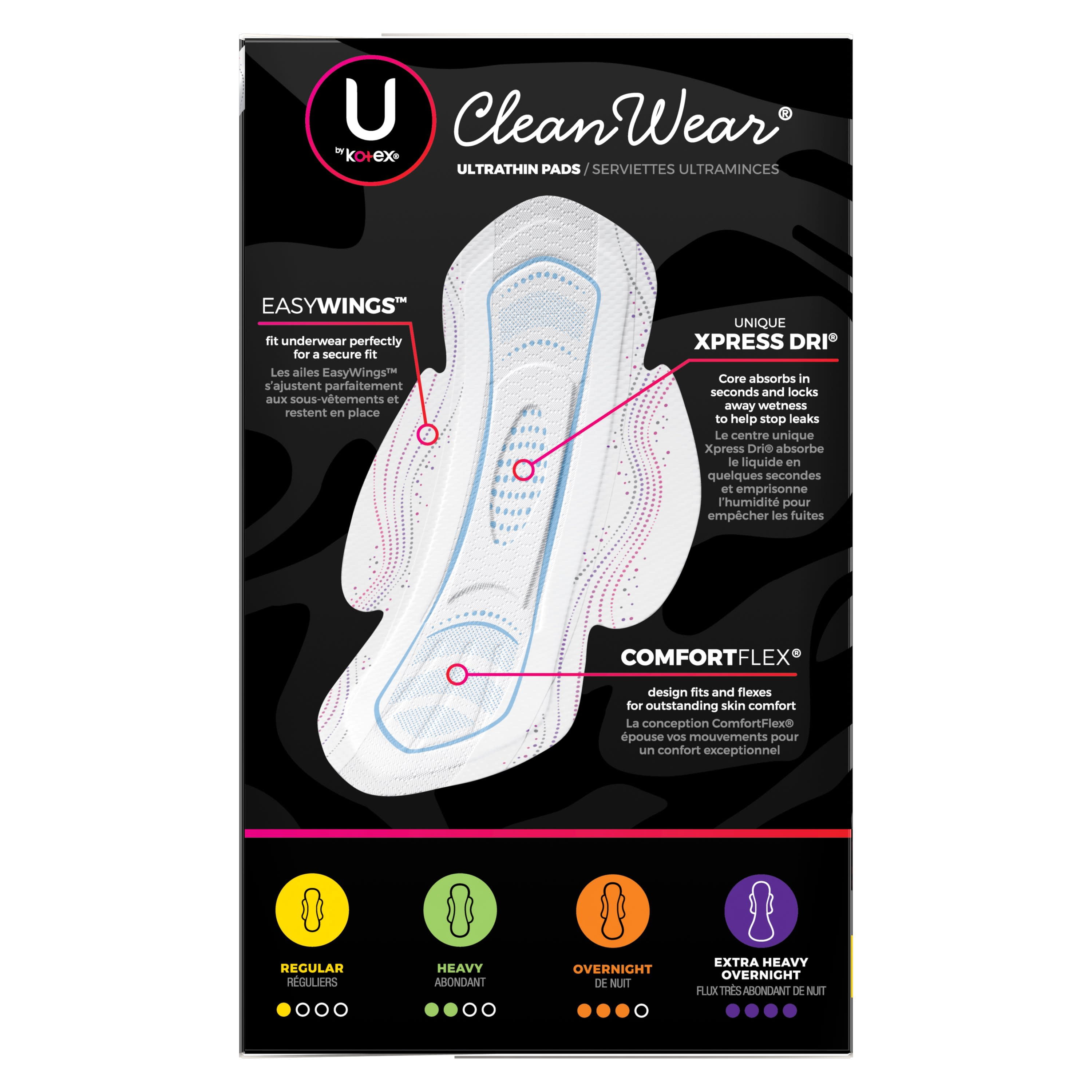 U by Kotex Clean Wear Ultra Thin Pads Heavy Flow Absorbency With Wings 32  count - Voilà Online Groceries & Offers