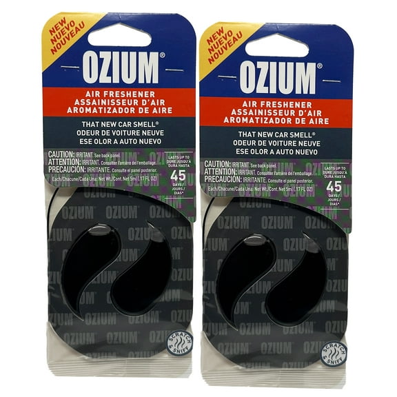 Ozium Paper Membrane Hanging Car Air Freshener - Automotive Air Fresheners and Odor Eliminator for Car, New Car Scent, 2 Packs