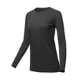 thumbnail image 2 of A2Y Women's Basic Solid Soft Cotton Long Sleeve Crew Neck Top Shirts Black XL, 2 of 3
