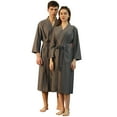 thumbnail image 4 of Clearance! Cqxid525 Robes for Women Unisex Pocket Breathable Knee Length Bathrobe Splicing Soft Sleepwear SPA Robe Soft Lightweight Gray 1PC, 4 of 9