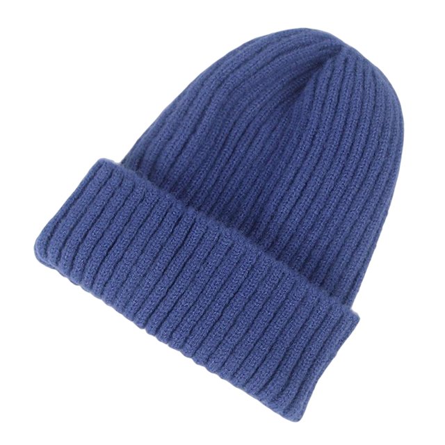 Gorro de invierno de punto Beanie Moda cálida Un tamaño Roll up Edge Sombreros Grueso Suave para esquiar Senderismo Casual y formal, Unisex Azul Yinane Gorros Beanie