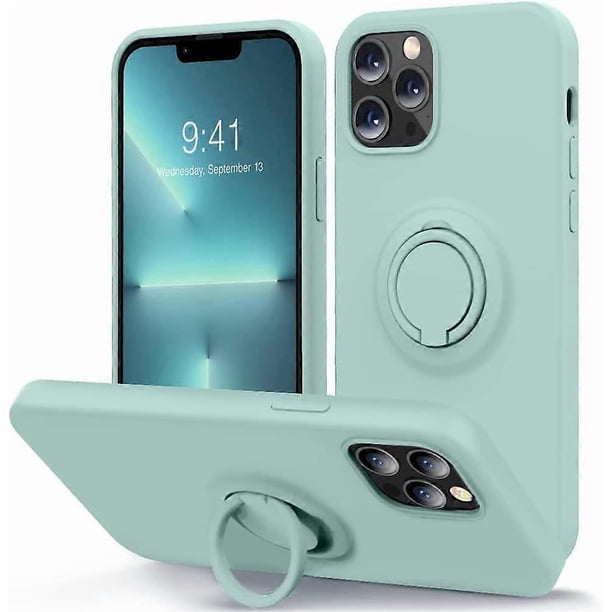 Compatible with iPhone 13 Pro Max Case 6.7inch with Ring Kickstand ,Liquid Silicone,Microfiber Linner,Anti-Scratch Full-Body Shockproof Protective Cas