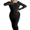 thumbnail image 1 of Robe Longue pour Femmes Manches Longues Crochet Uni Col Bateau Ajouré, 1 of 4