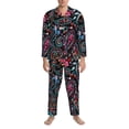 thumbnail image 3 of Naloa Paisley Men’s Pajamas Set - Long Sleeve Button Down Sleep Shirt and Pajama Bottoms Sleepwear Set-Medium, 3 of 7