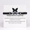 thumbnail image 2 of Colorful Butterfly Charm Bracelet with Meaning Card Handmade Braided Rope Adjustable Bracelet Friendship BFF Inspiration Gift, 2 of 4