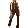 thumbnail image 1 of Women Casual 2 Piece Outfit Tracksuits High Waist Flared Pant Workout Sets with Pockets, 1 of 6