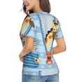 thumbnail image 3 of Vsdgher Giraffe Come Out From Zipper Women Shirts V Neck Short Sleeve Tops T-Shirt Basic Tees, S to 3XLMedium, 3 of 5