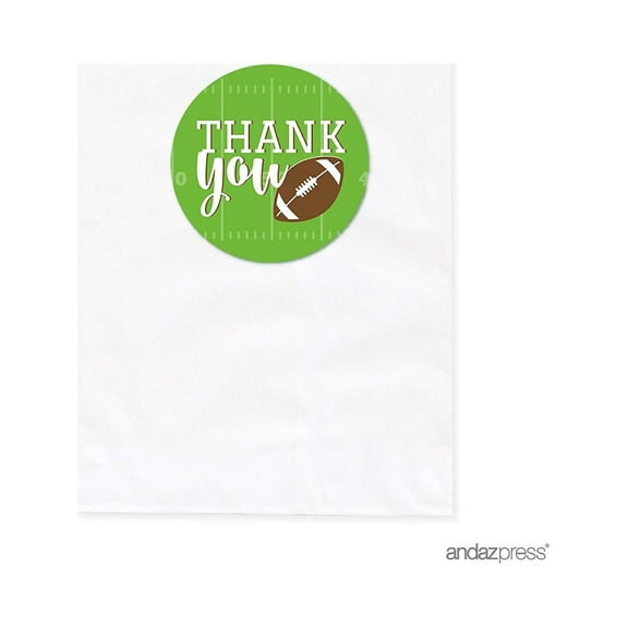 Birthday DIY Party Favors Kit with Thank You Label and White Favor Bags, Football Touchdown! Party, 24-Pack