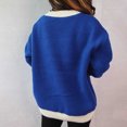 thumbnail image 4 of UYISJ Women's Casual Loose Knitted Cardigan Long Sleeve Open Front Blocked Color Button Down Oversized Sweater Coats Blue L, 4 of 5