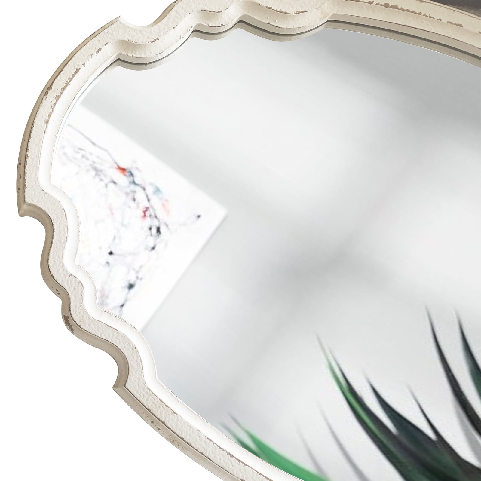 Sintosin Vintage Oval Wall Mirror with Wooden Frame, 16x23 inches, Bathroom & Bedroom Decorative Vanity Mirror