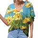 thumbnail image 1 of Camiseta de manga corta suelta con cuello en V y estampado informal a la moda de verano para mujer Pompotops hkajfhjk471214, 1 of 5