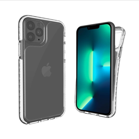 Open Box iHome iPhone 2021 6.1" Pro Phone Case: Premium Silicone, Lightweight, Ultra Slim, Shock Absorbent Velo Protective Case- Wireless Charging Compatible- White/Clear