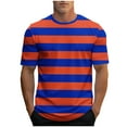 thumbnail image 2 of Kalauyu Men's Stripe Shirts Short Sleeve Loose Fit Striped Casual Crewneck Basic Shirt Color Block Stretch Summer Beach Tees T-Shirts, 2 of 5