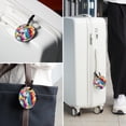 thumbnail image 6 of Robot Unicorn Attack Set of 2pcs PU Leather Round Suitcase Tags with Privacy Cover and Name ID Tag - Ideal for Travel Luggage, Handbags, Backpacks, School Bags, 6 of 6