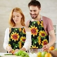 thumbnail image 3 of Black Orange Sunflower Pattern Apron-Garden Aprons for Women with Pockets-Cotton Linen Waterproof Kitchen Cooking Gardening Aprons Adjustable for Kitchen,Cooking,BBQ and Salon 33x27 Inch, 3 of 7