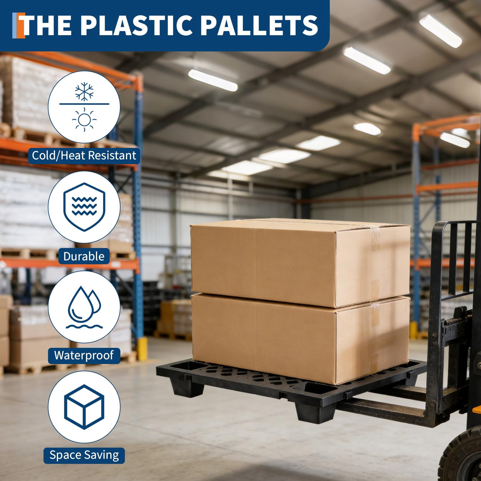 6-Pack Interlocking Plastic Pallets, 23.6x15.7x3.9 Inches, Heavy Duty Waterproof & Stackable Floor Pads for Garage, Basement, Storage Organization