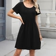 thumbnail image 6 of Sentmoon Women Dress Elegant Short Sleeve Crew Neck Long Dress Solid Color Breathable Loose Fit Athletic Dress for Women with Pockets Beach Day Essentials for Nightlife and Dancing, 6 of 9