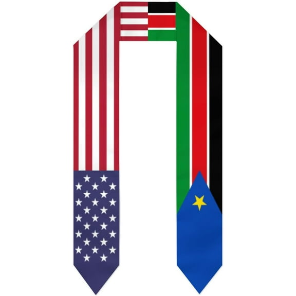 South Sudan & USA United States Flag Graduation Stole For International Student Stole Pride Cheers Shawls