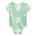 thumbnail image 2 of Valentine Cute Cactuses Hearts Pure Cotton Bodysuit Short Sleeve Pajamas One-Piece Romper Unisex 12M, 2 of 6