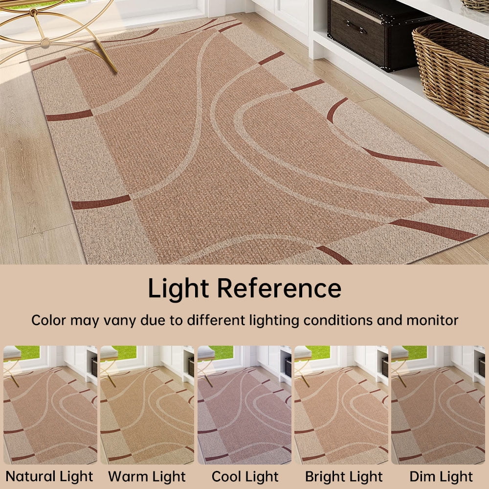 Wondiair 4x6 Boho Rug Farmhouse Neutral Faux Jute Washable Non Slip Rug for Living Room Bedroom Entryway