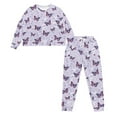 thumbnail image 5 of FOR U DESIGNS Purple Butterfly Drawstring Pajamas for Women Set Sleepwear Long Sleeve Tops and Pants 2 Pack Size 2XL Nightwear Comfortable Pjs for Women Winter, 5 of 6