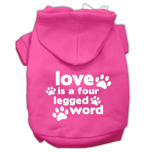 Pet Dog Cat Hoodie Screen Printed, "Love Is A Four Legged Word"