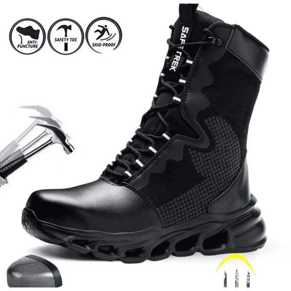 SAFETREK Steel Toe Safety Shoes for Men Women: Anti-Smash Anti-Puncture Anti-Slip Work Boots, Lightweight Comfortable Protective Work Footwear For Industrial Factory Construction