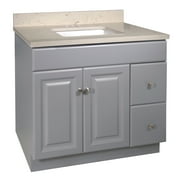 Design House 585331 Wyndham 2-Door 2-Drawer Vanity with Quartz 4 in. Centerset Giallo Top, Unassembled, 37x22, Gray