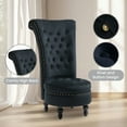 thumbnail image 5 of AVAWING High Back Retro Throne Chair, Velvet Armless Royal Chair w/ Storage, Indoor, Black, 5 of 8