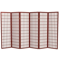 Red Lantern 5 ft. Tall Window Pane Shoji Screen - Rosewood - 6 Panels