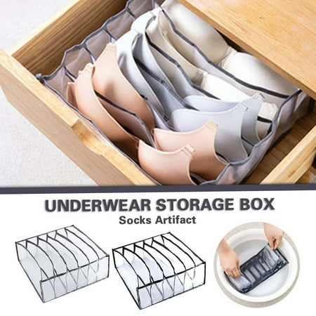 1 Storage Bag With 6 Compartments Clearance! Underwear Storage Box With Compartments Socks Bra Underpants Organizer Drawers Home Textile Storage