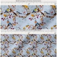 thumbnail image 2 of Soimoi Blue Cotton Voile Fabric Tree & American Robin Watercolor Print Fabric by The Yard 42 Inch Wide, 2 of 7