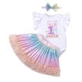 thumbnail image 3 of Aihuaihua Easter Bunny Print Girls Romper With Skirt And Hair Accessory Cute Toddler Outfit Set For Spring Summer Holiday Kids Easter bunny outfit set, 3 of 8