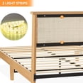 thumbnail image 3 of Ourlova Full Rattan Bed Frame With Natural Headboard-RGB LED Lights-Wood Support-No Box Spring Needed-Boho Style, 3 of 7