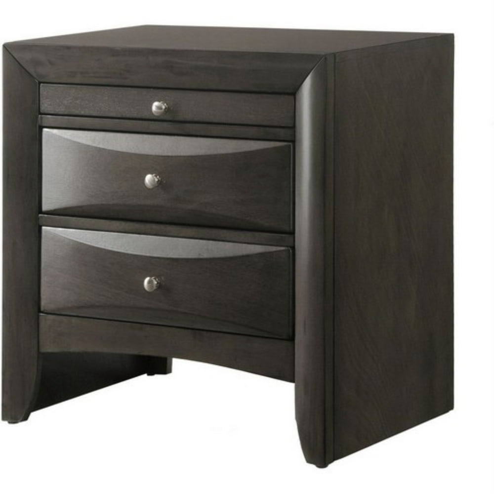 Wooden Nightstand with Two Drawers and Pull Out Tray, Brown Walmart