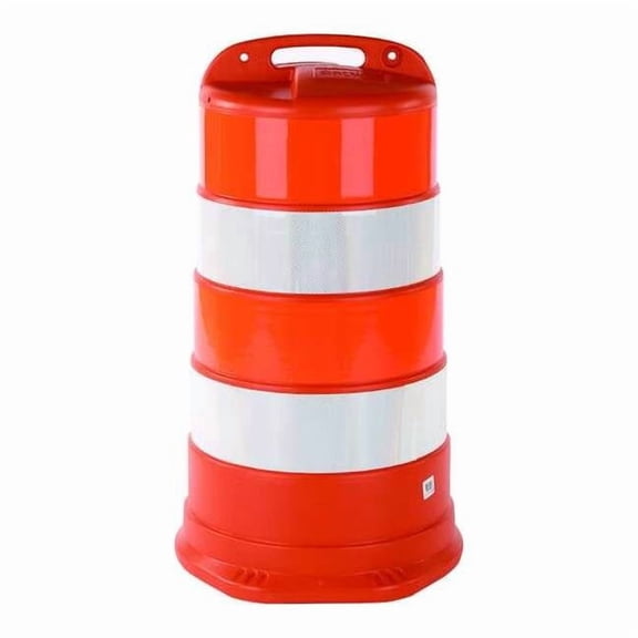 Traffic Barrel, HDPE, Engineer, 41 1/2 in Height, 18 Length, 9 lb, White/Orange