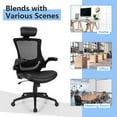 thumbnail image 5 of Costway Mesh Back Adjustable Swivel Office Chair w/ Flip up Arms Leather Seat, 5 of 12