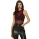 thumbnail image 1 of Top corto de malla con estrellas para mujer, cuello alto, sin mangas, transparente, camiseta sin mangas para fiesta Rojo burdeos L, 1 of 6