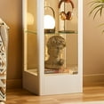 thumbnail image 6 of Glass Display Cabinet with 12 Color Lights and Lock, 4-Tier Curio Cabinet with Tempered Glass Door, Adjustable Shelves, 63" Metal Display Case for Collectibles Living Room, White, 6 of 9