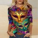 thumbnail image 1 of Tejiojio 3/4 Length Sleeve Women Tops Carnival Crew Neck Dressy Loose Fit Blouses Casual Summer T Shirts, 1 of 5