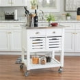 thumbnail image 2 of Linon Robbin Wood Rolling Kitchen Storage and Prep Cart in White, 2 of 18