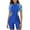Blue, variant on WREESH Womens One Piece Swimsuit Short Sleeve Rash Guard Swimsuits Print New Fashion Splicing Swimsuit Casual Bikini Swimsuit Bathing Suits Blue