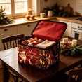 thumbnail image 4 of Christmas Storage Bin with Lid, Foldable Polyester Santa Pattern Holiday Organizer Box with Zipper & Carrying Handles, Xmas Decor Storage Container for Closet Bedroom Home Decoration, 4 of 4