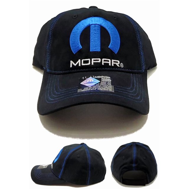 Checkered Flag Men's Mopar Cap an Adjustable Black Fabric Hat
